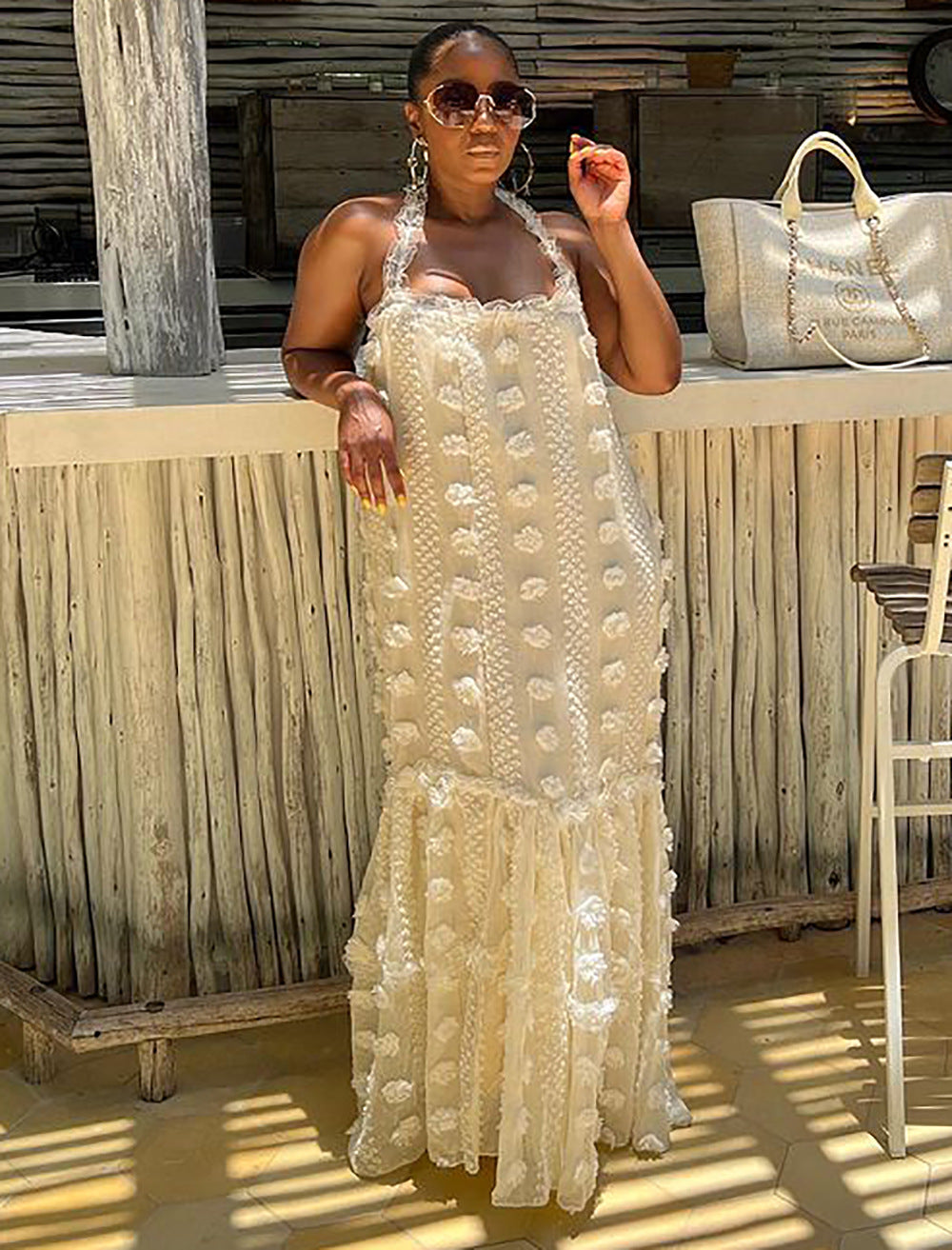 Elegant Lace Patchwork Long Sleeve Fitted Bodycon Maxi Dress
