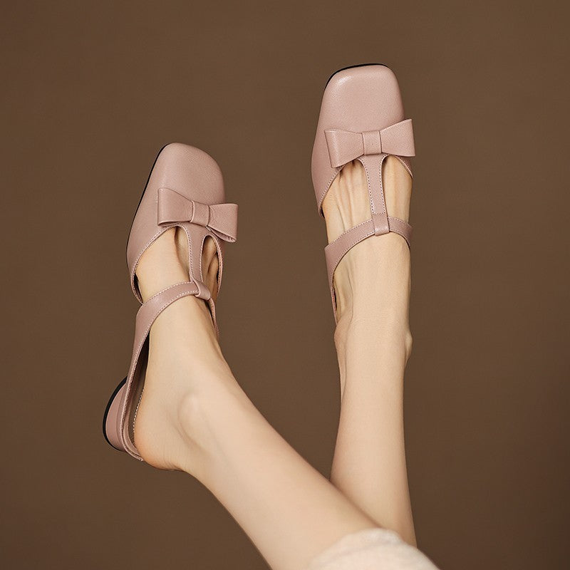 T-Strap Bowknot Open-Toe Backless Sandals