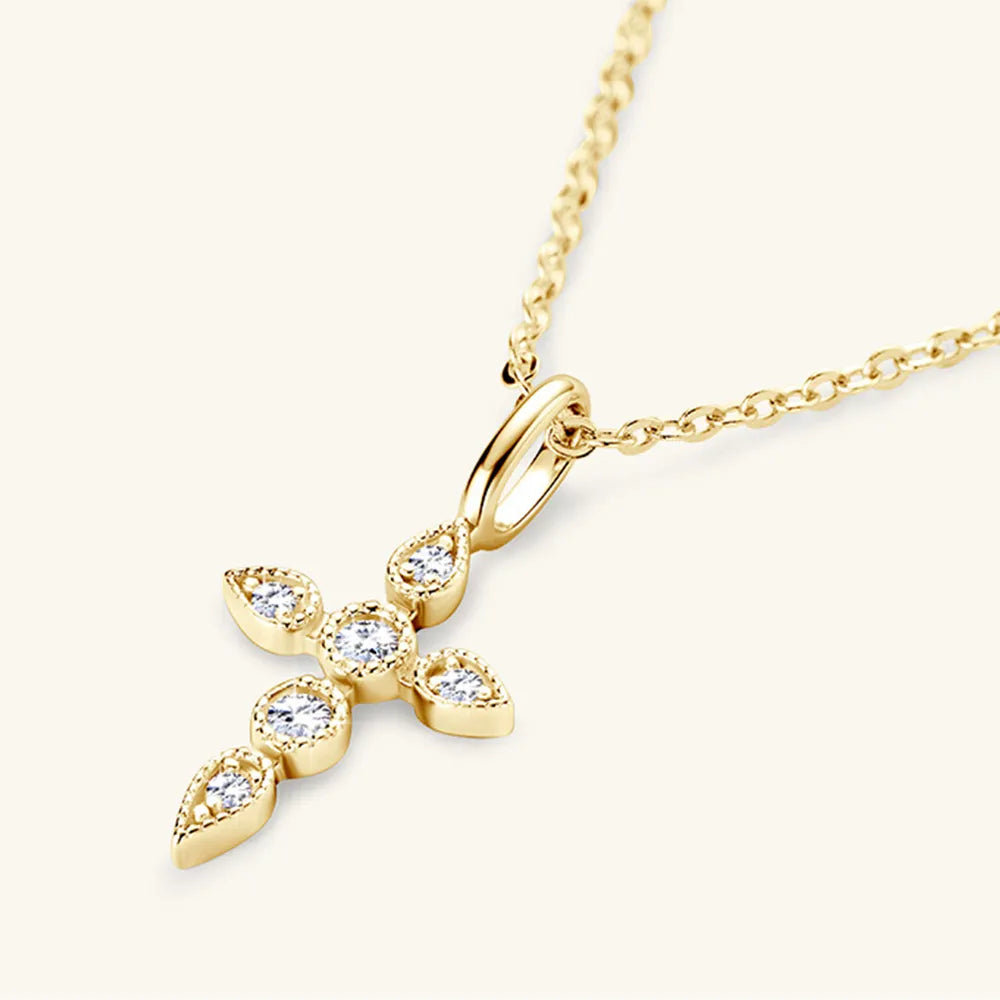 Moissanite Cross Pendant Necklace in 925 Silver