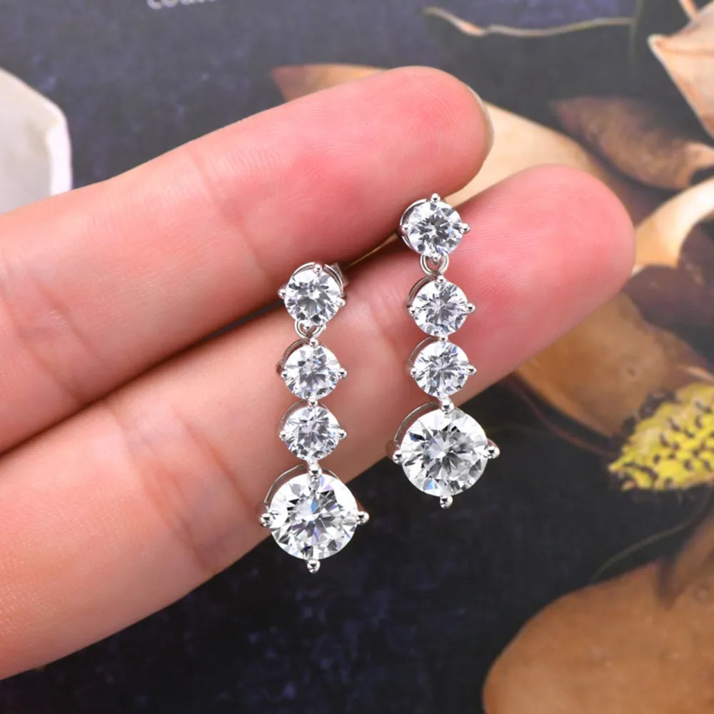 4ct Moissanite Earrings in 925 Sterling Silver