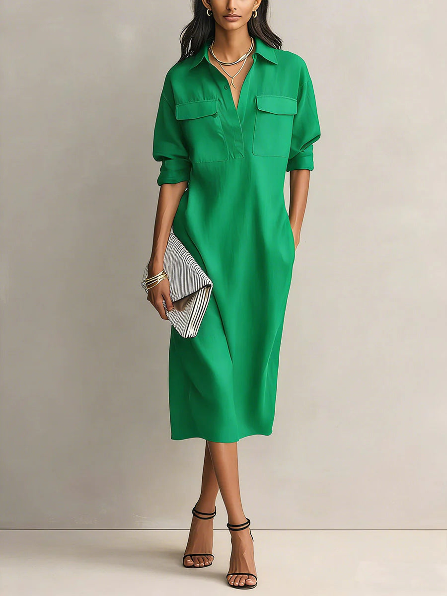 Elegant Office Casual Solid Colour Fitted Midi Dress