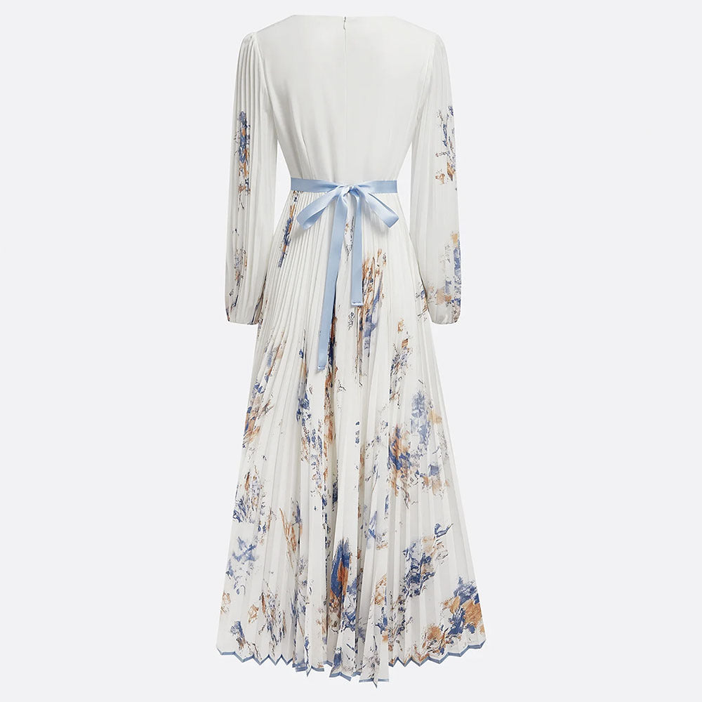 Long Sleeve V-Neck Midi Dress