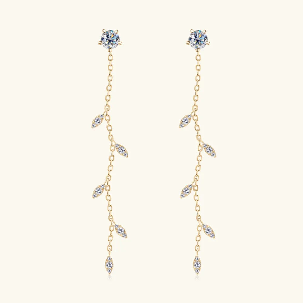 1.38ct Moissanite Leaf Earrings in 925 Sterling Silver