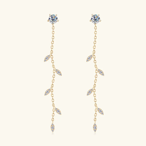1.38ct Moissanite Leaf Earrings in 925 Sterling Silver