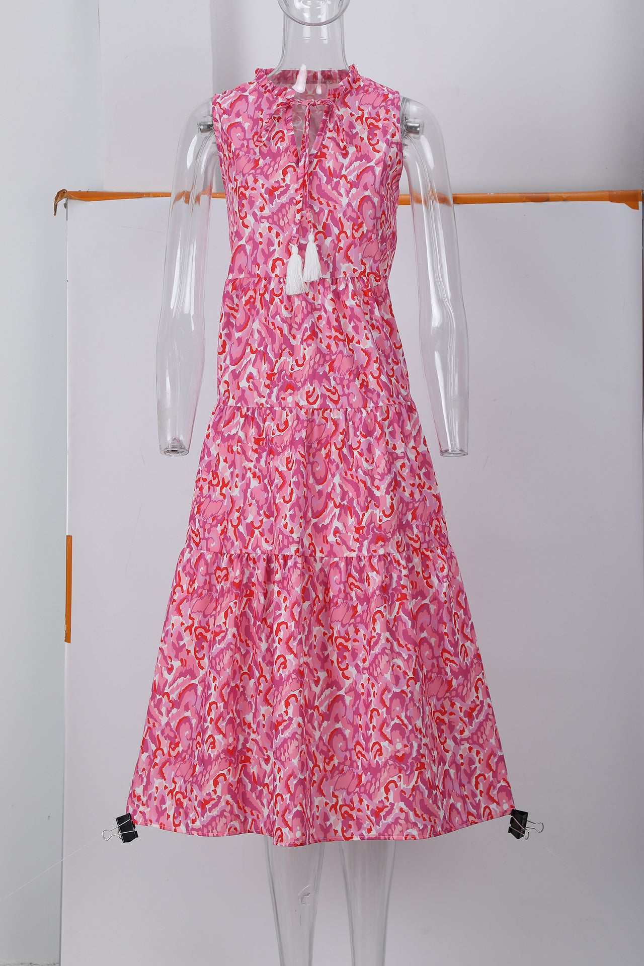 Floral Print Sleeveless V-Neck Smocked Waist Maxi Dress