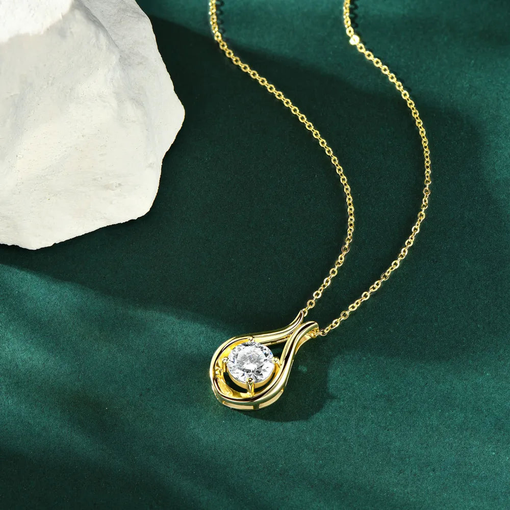 2 Carat Moissanite Pendant Necklace in 925 Silver