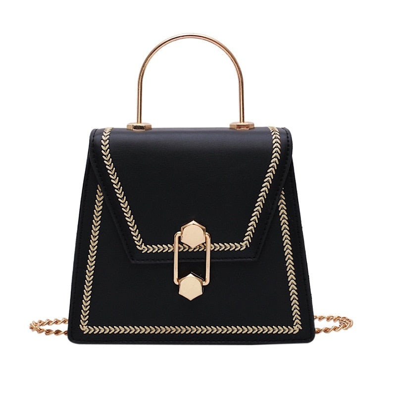 Metal Handle Crossbody Clutch Bag