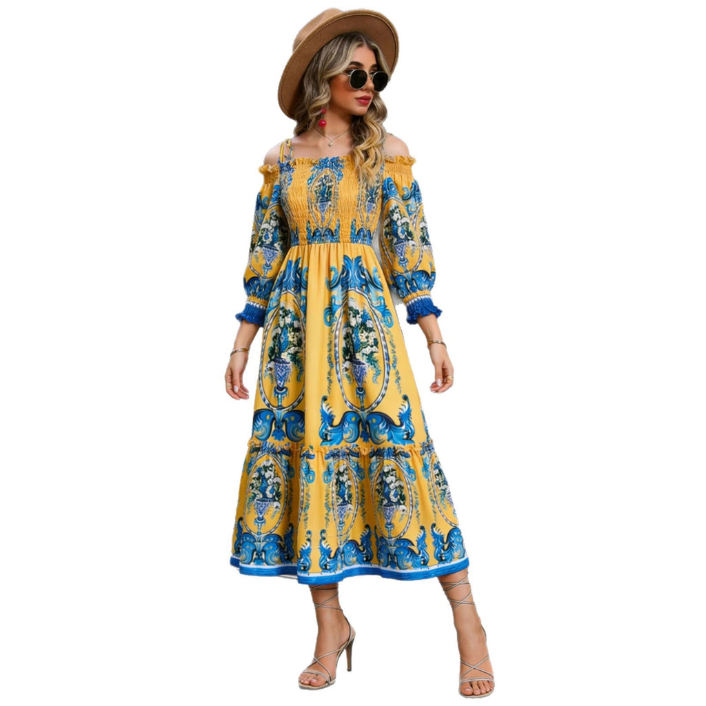 Floral Print Tie-Front V-Neck Short Sleeve Midi Dress