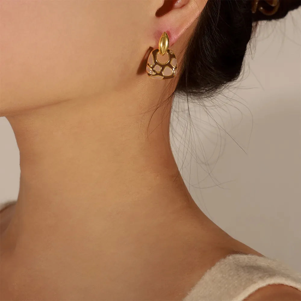 Geometric Enamel Leopard Earrings