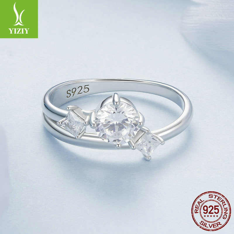Sparkling Double Layer Zircon Ring in 925 Silver