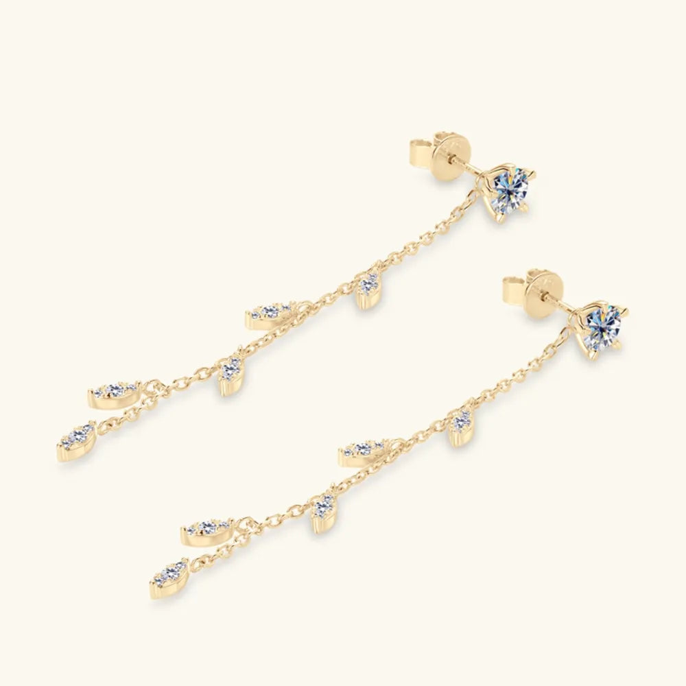 1.38ct Moissanite Leaf Earrings in 925 Sterling Silver