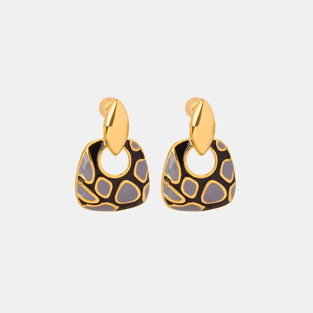 Geometric Enamel Leopard Earrings