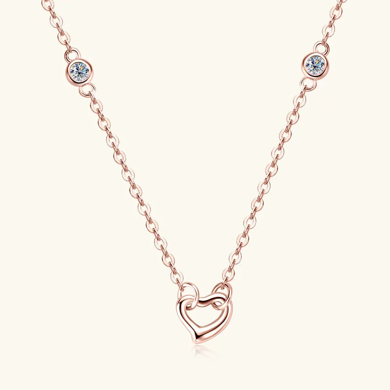 Moissanite Heart Pendant Necklace in 925 Silver
