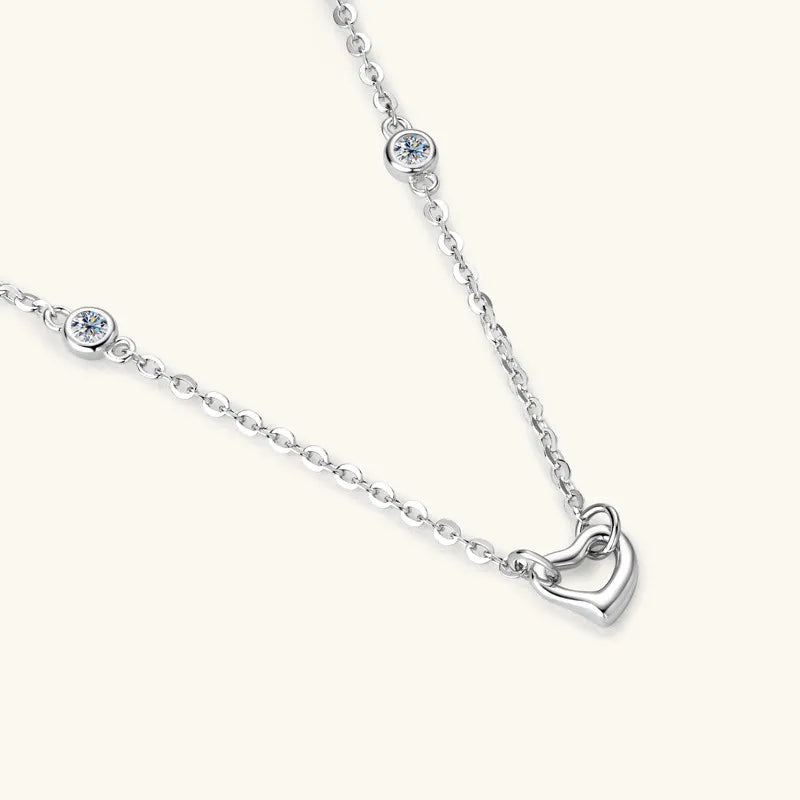 Moissanite Heart Pendant Necklace in 925 Silver