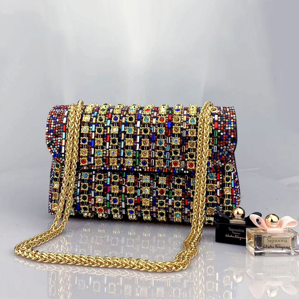 Brooch & Rhinestone Evening Clutch Bag