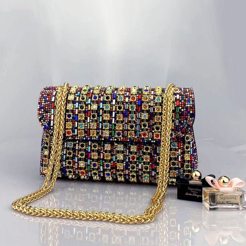 Brooch & Rhinestone Evening Clutch Bag