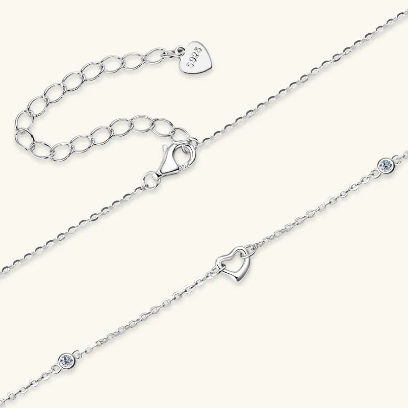 Moissanite Heart Pendant Necklace in 925 Silver