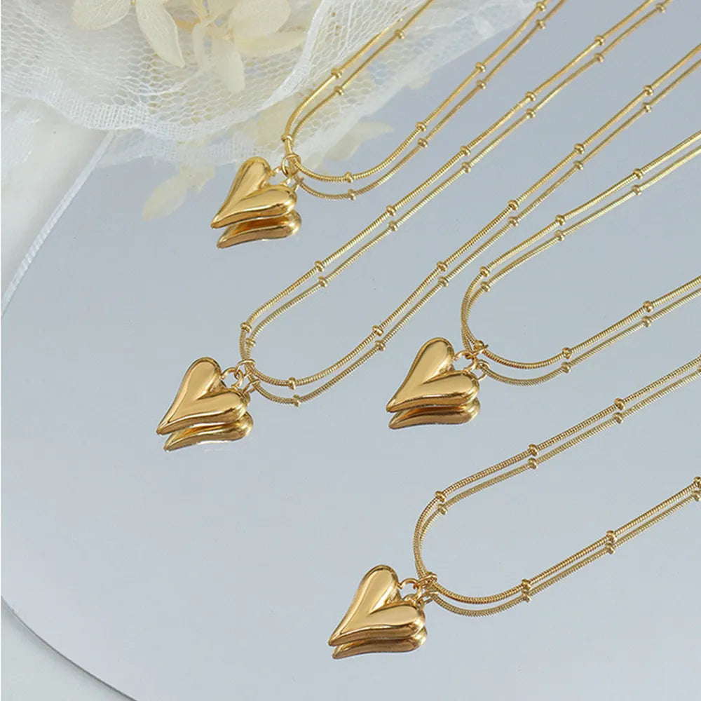 Minimalist Heart Necklace in 18K Gold Plated Titanium