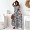Floral Print Wrap V-Neck Ruffle Hem Midi Dress