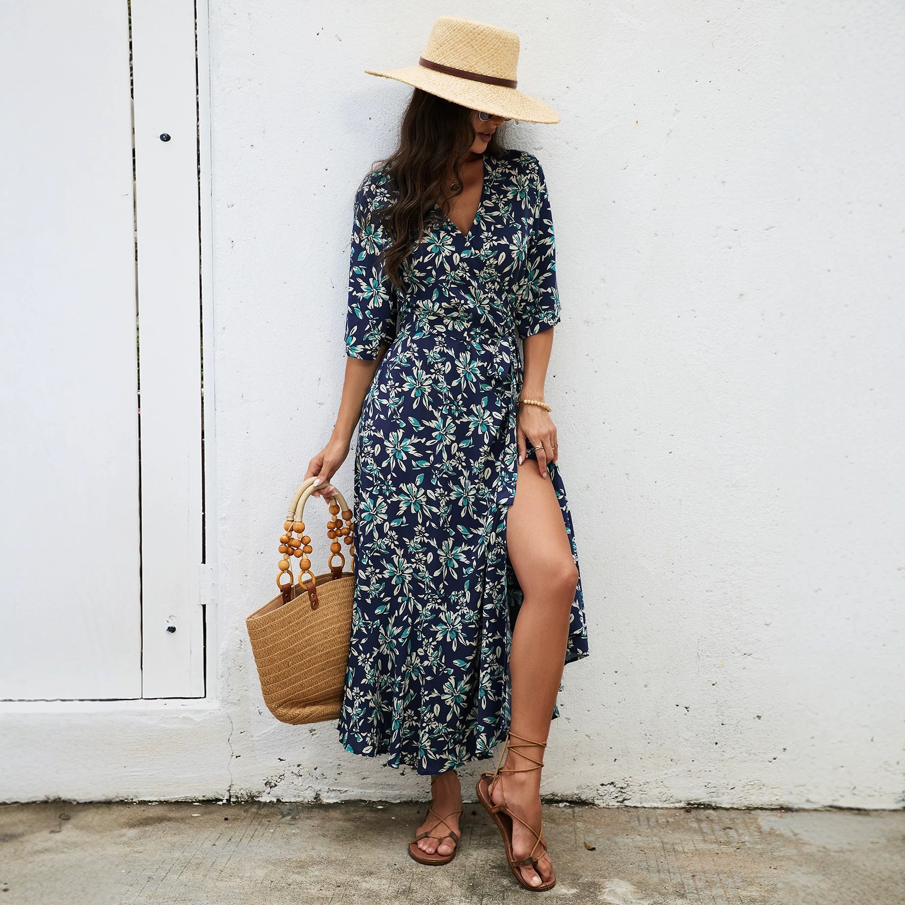 Floral Print Sleeveless Square Neck Smocked Waist Tiered Midi Dress