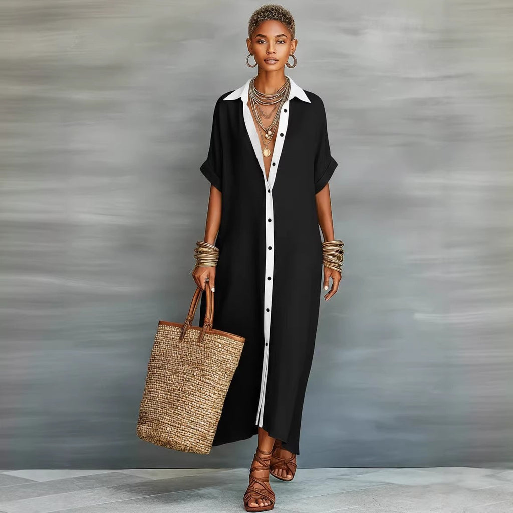 Casual Loose Short Sleeve Shirt Dress