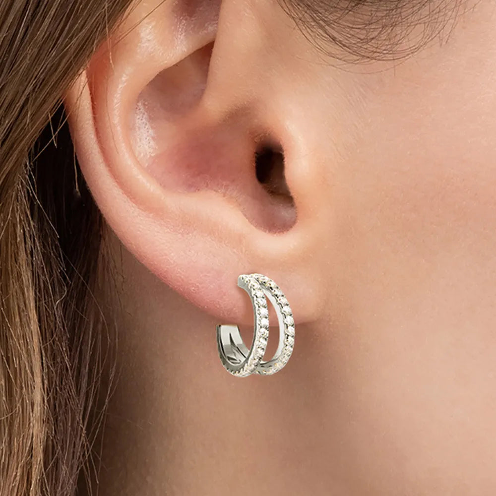 Moissanite C-Hoop Earrings in 925 Sterling Silver