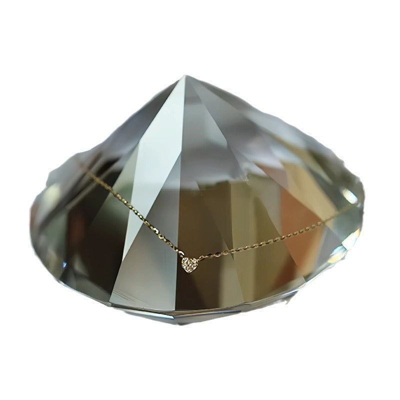 Mini Diamond Heart Collarbone Necklace in 925 Silver & 14K Gold