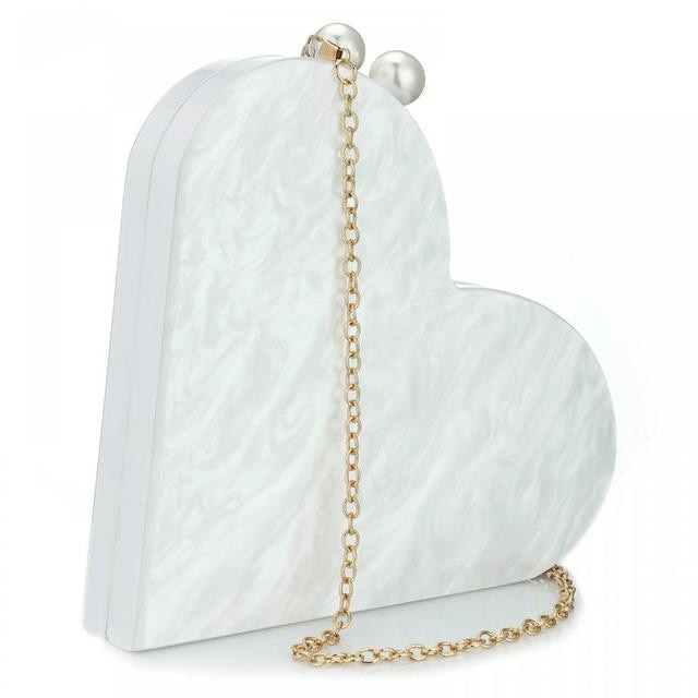 Mother of Pearl Heart Acrylic Box Clutch