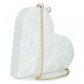 Mother of Pearl Heart Acrylic Box Clutch