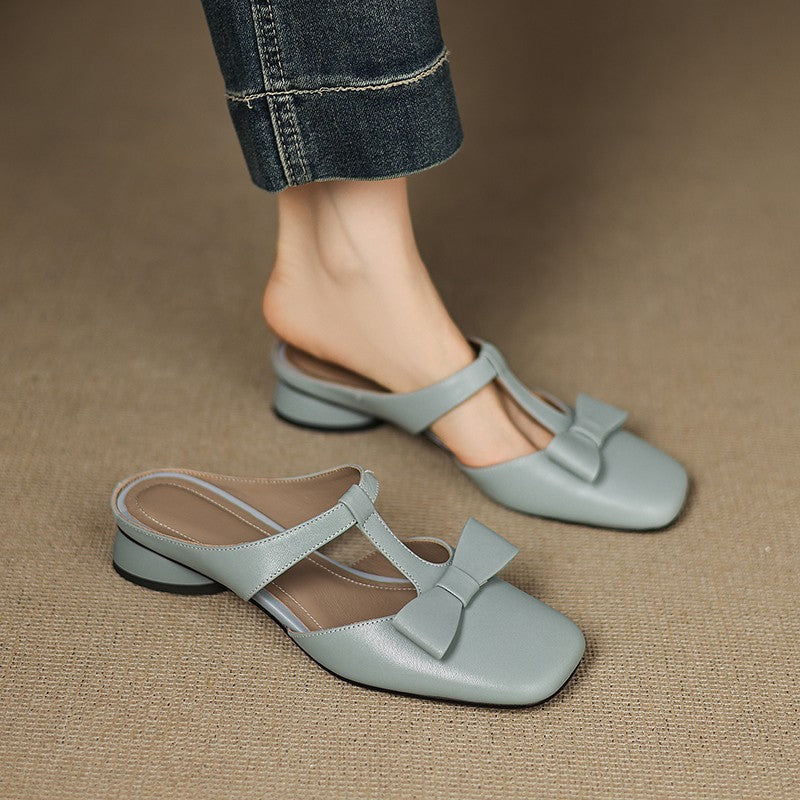 T-Strap Bowknot Open-Toe Backless Sandals