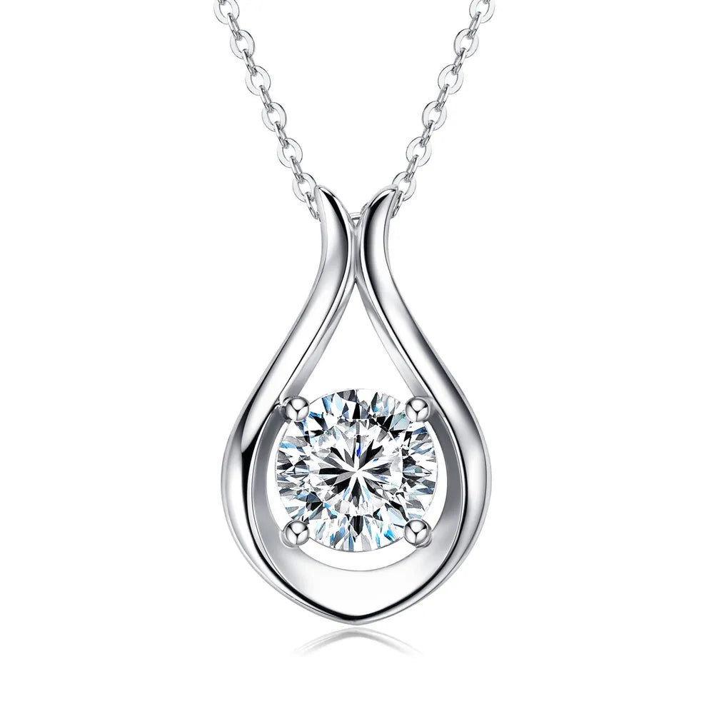 2 Carat Moissanite Pendant Necklace in 925 Silver