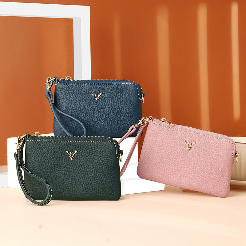 Genuine Leather Zip Wallet with Card Holder