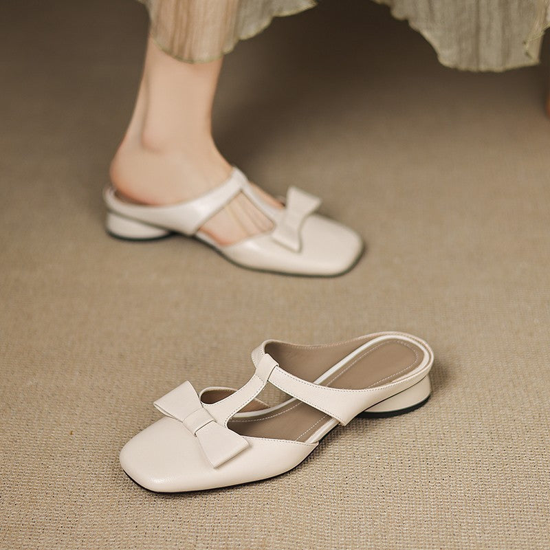 T-Strap Bowknot Open-Toe Backless Sandals