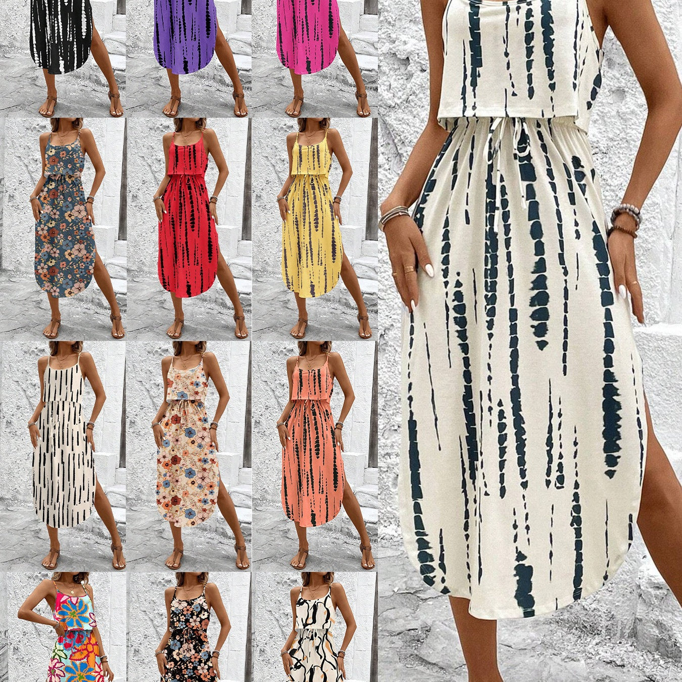 Printed Camisole Midi Dress
