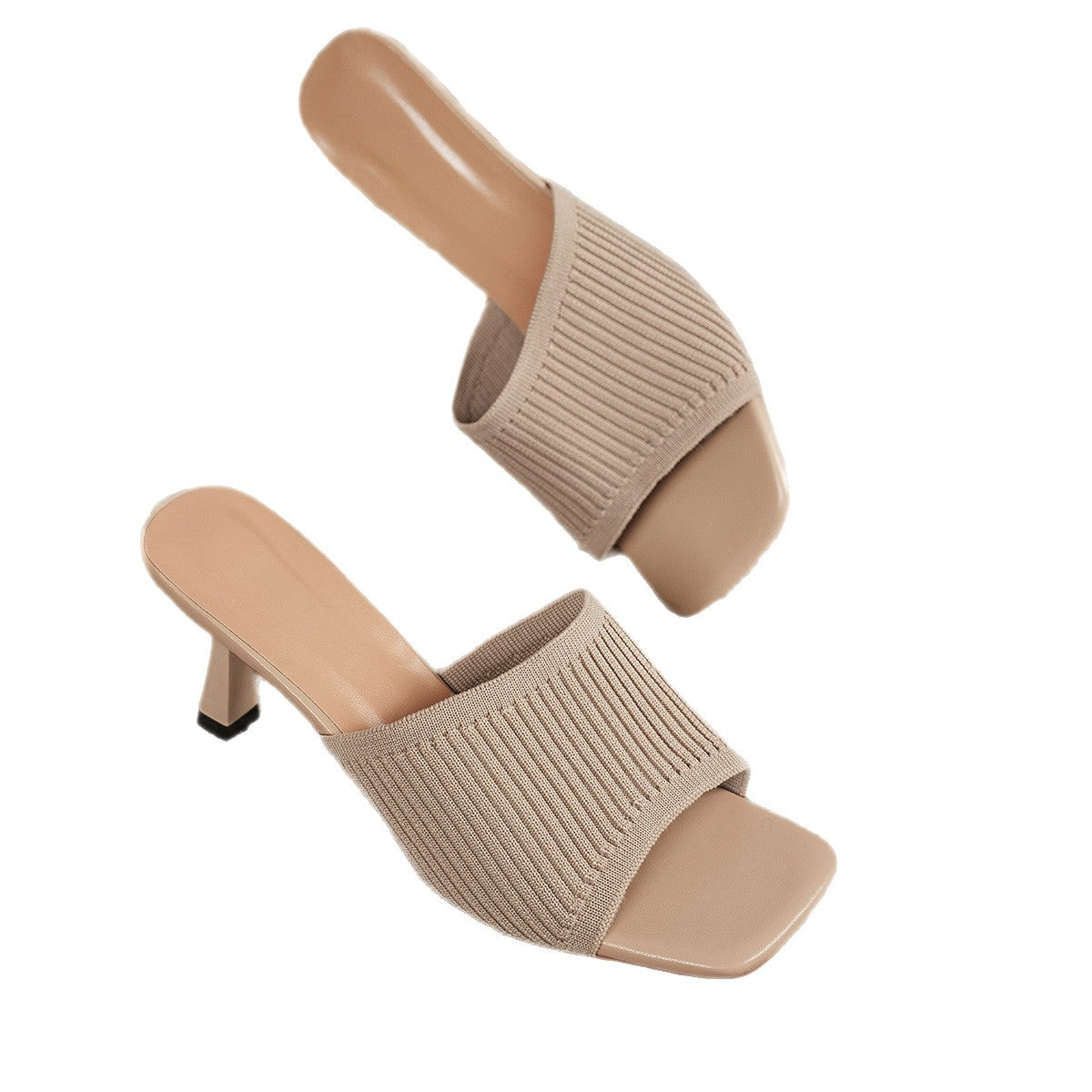Wide Strap Square Toe Thick Heel Sandals