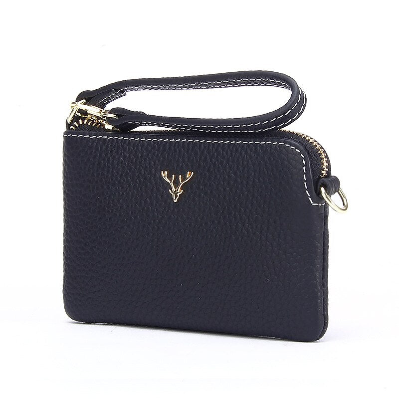 Genuine Leather Zip Wallet with Card Holder