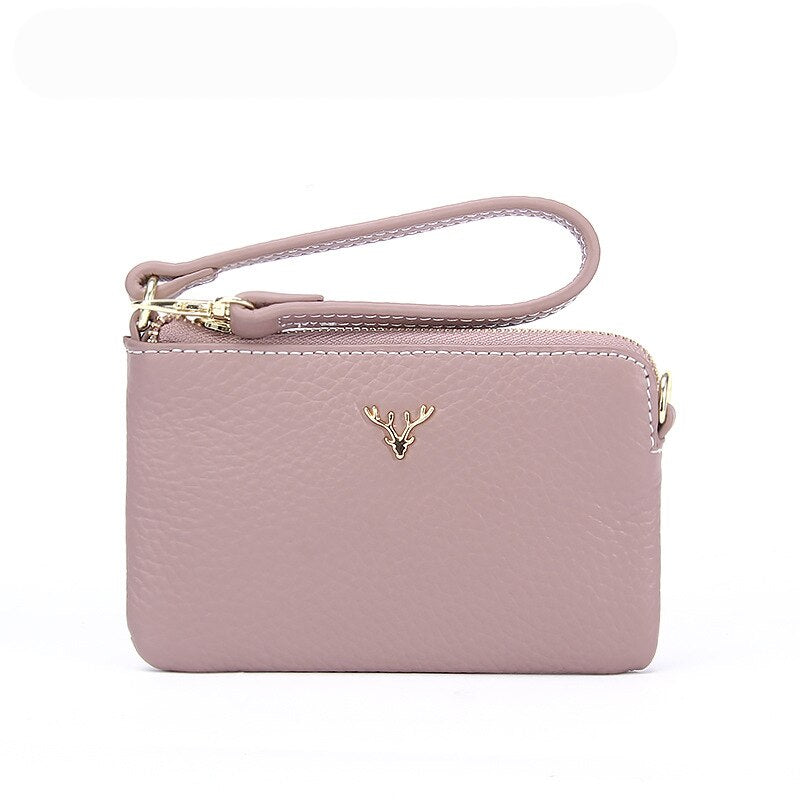 Genuine Leather Zip Wallet with Card Holder