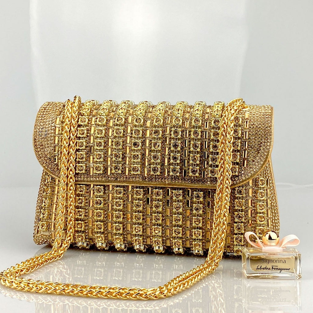 Brooch & Rhinestone Evening Clutch Bag