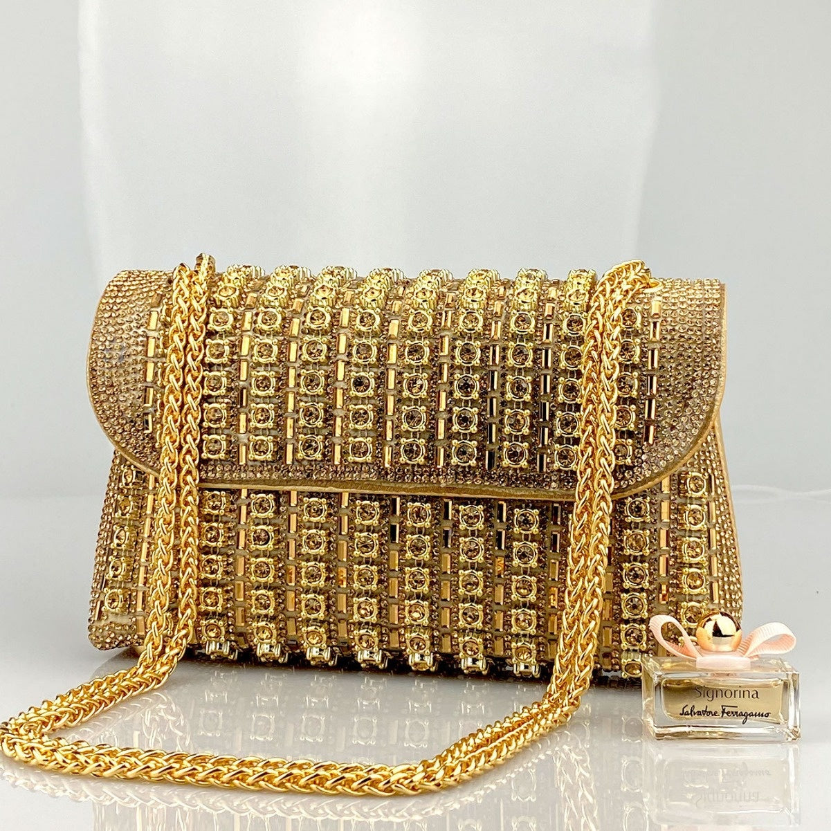 Brooch & Rhinestone Evening Clutch Bag
