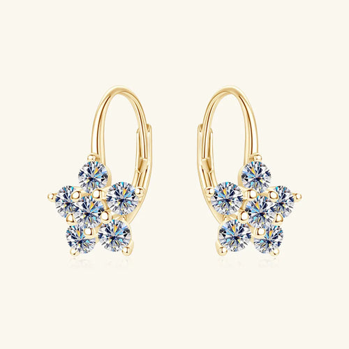 1.2ct Moissanite Flower Huggie Earrings in 925 Sterling Silver