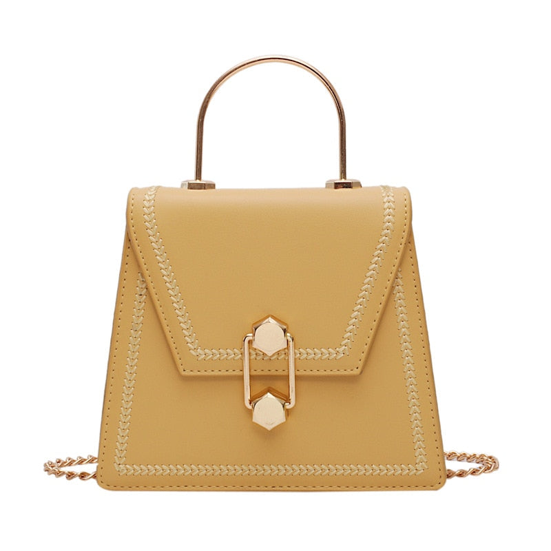Metal Handle Crossbody Clutch Bag