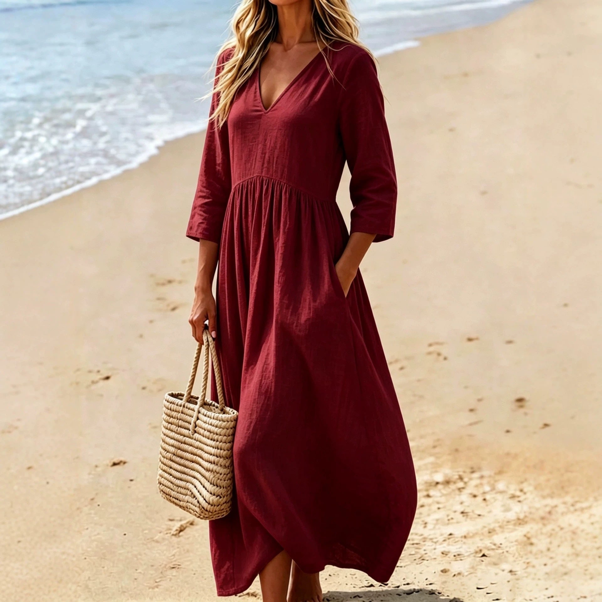 Vintage Floral Lace Patchwork Long Sleeve Fitted Maxi Dress
