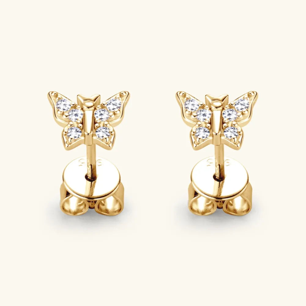Moissanite Butterfly Stud Earrings in 925 Sterling Silver