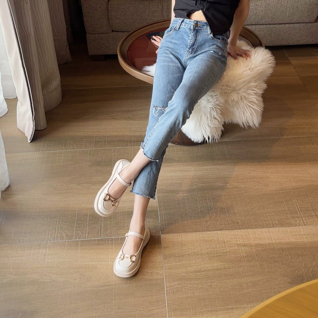 Retro Platform Sole Shallow Scoop Shoes
