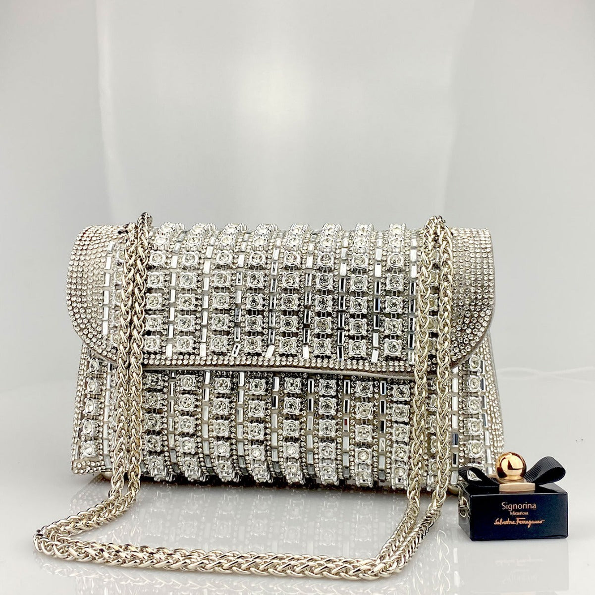 Brooch & Rhinestone Evening Clutch Bag