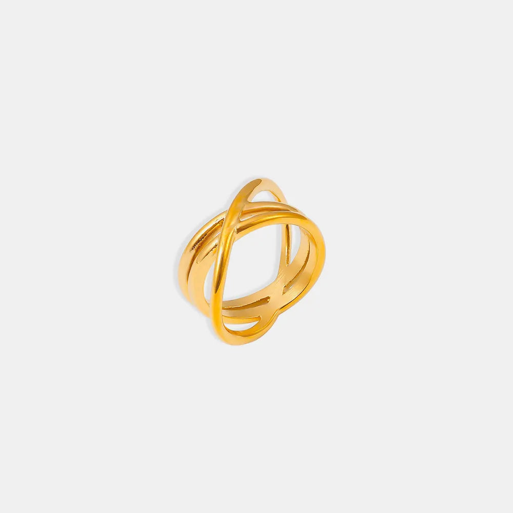 18K Gold Plated Crisscross Ring in Titanium