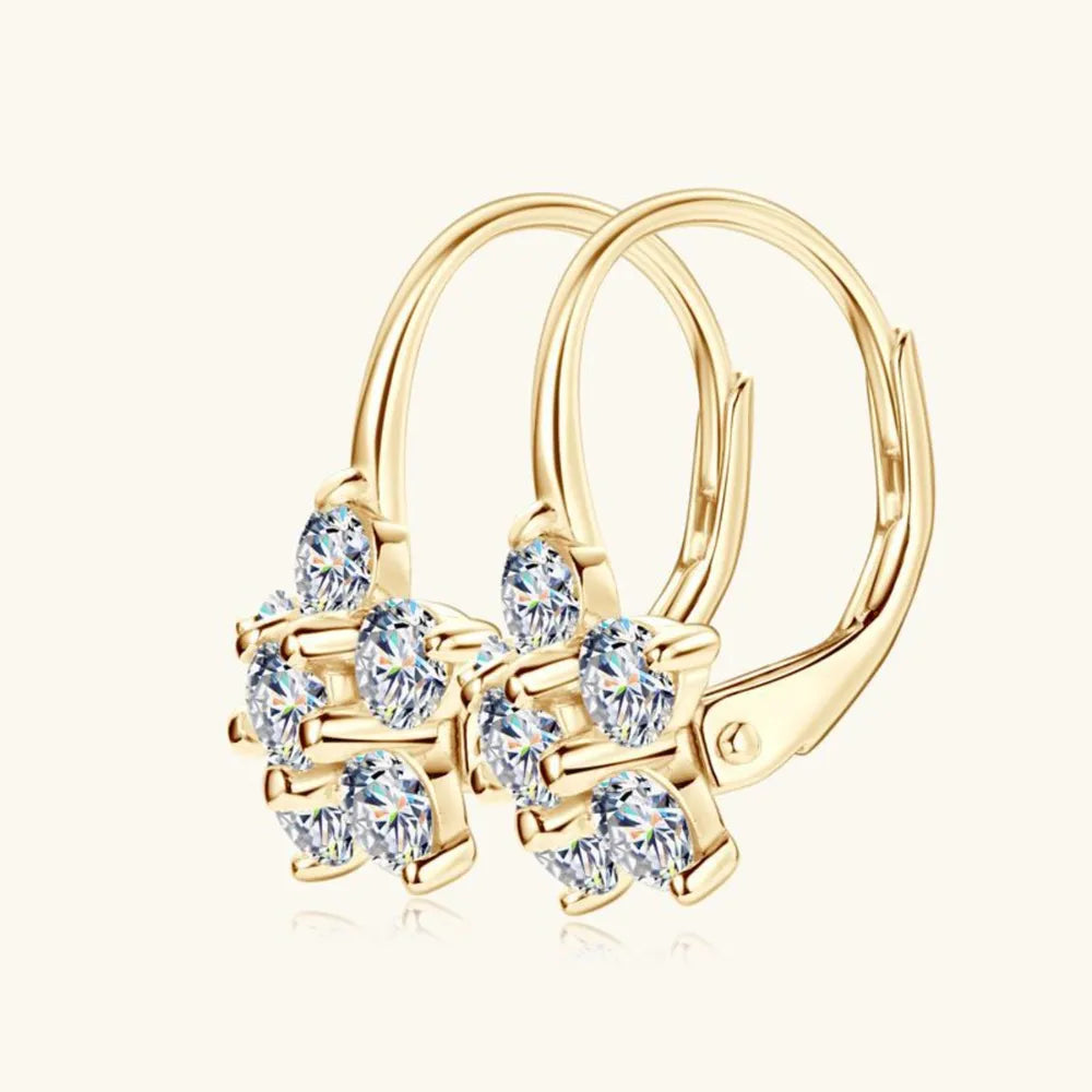 1.2ct Moissanite Flower Huggie Earrings in 925 Sterling Silver