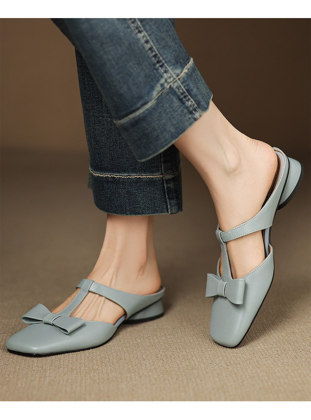 T-Strap Bowknot Open-Toe Backless Sandals