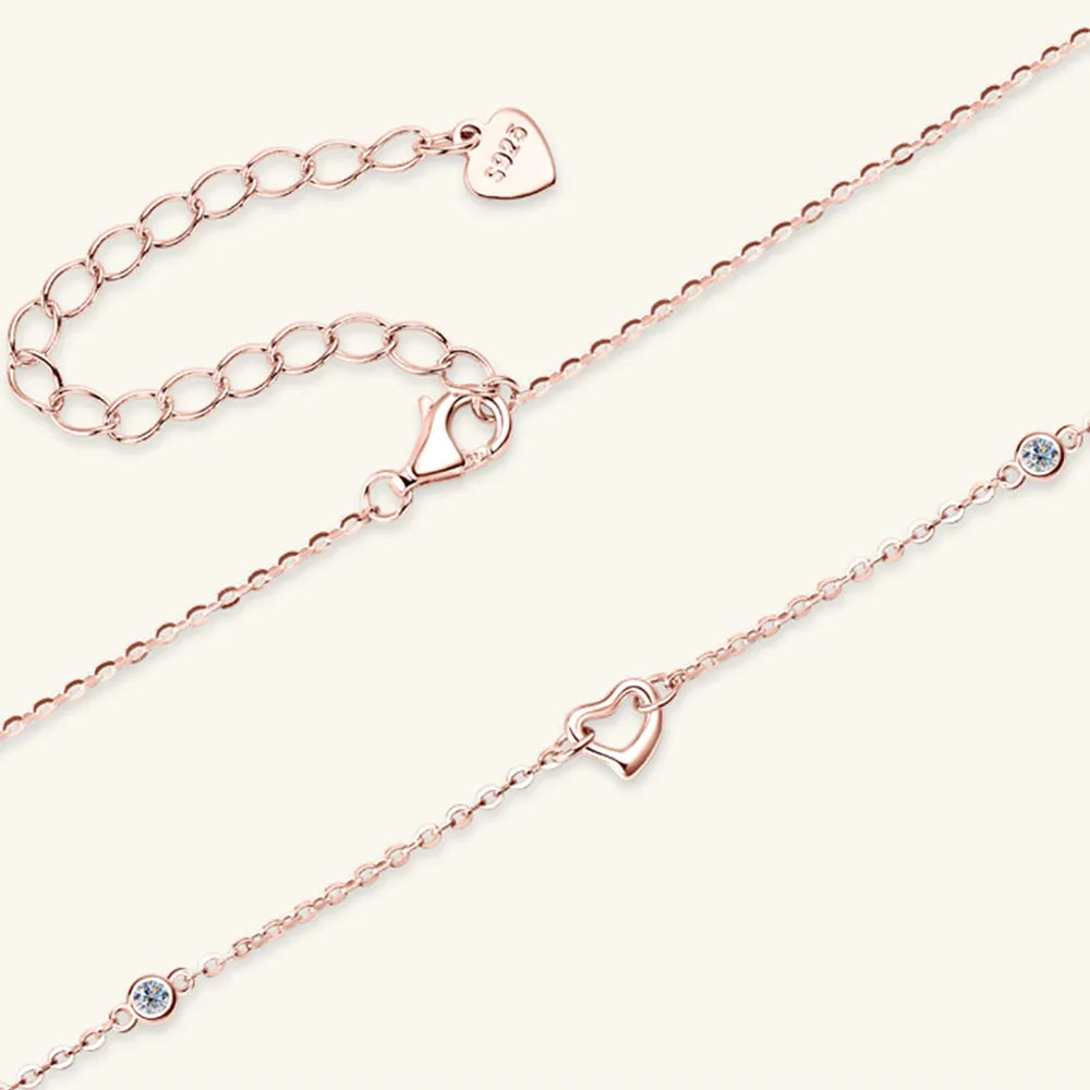 Moissanite Heart Pendant Necklace in 925 Silver
