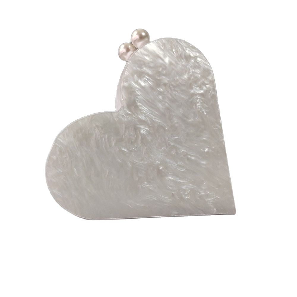 Mother of Pearl Heart Acrylic Box Clutch